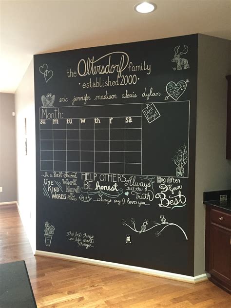 Chalk board calendar organization