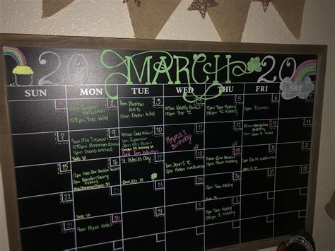 Chalk board calendar productivity