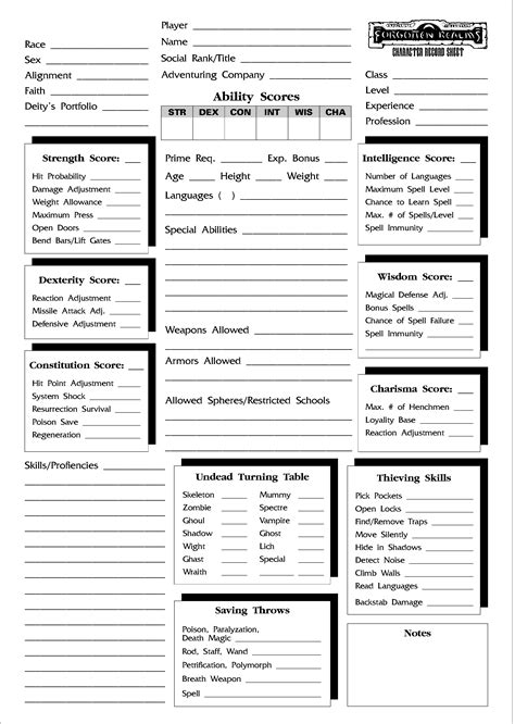 D&D Character Sheet Template