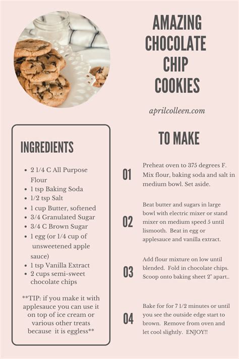 Chocolate Chip Cookie Recipe Printable