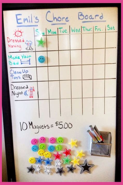 A fridge calendar with chore chart ideas