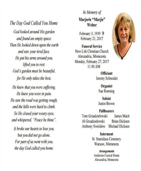 Christian Funeral Obituary Example