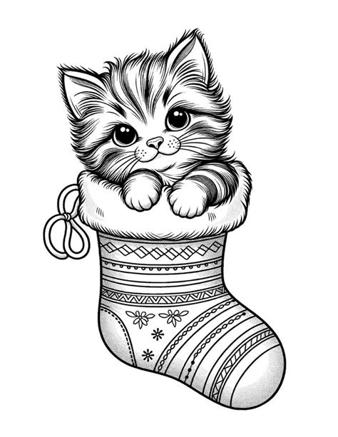 Christmas Cat Coloring Pages