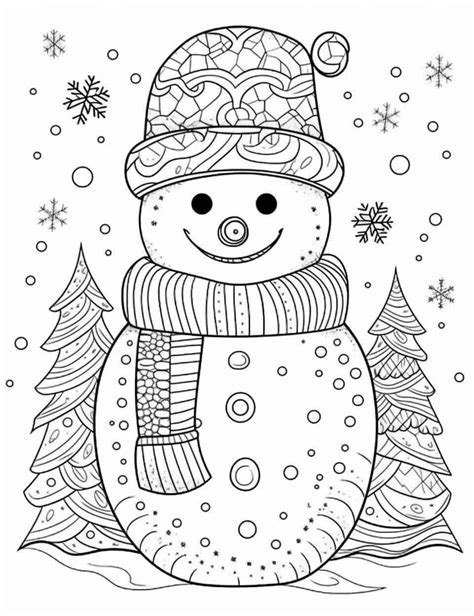 Christmas Coloring Pages with Snowmen