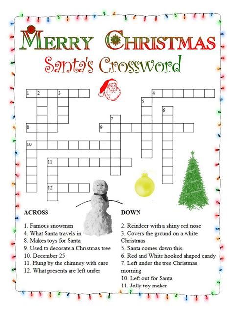 Christmas Crossword Printables for Adults Image