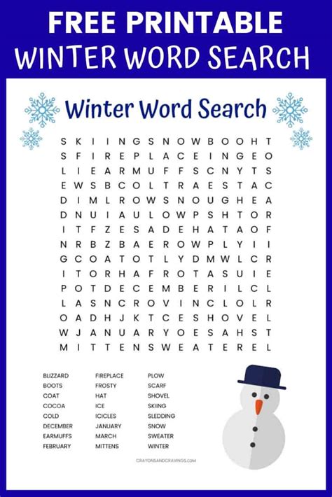 Christmas Word Search Printable 1: Winter Wonderland