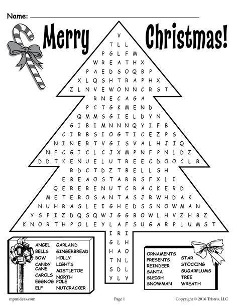 Christmas Word Search Printables Christmas Tree