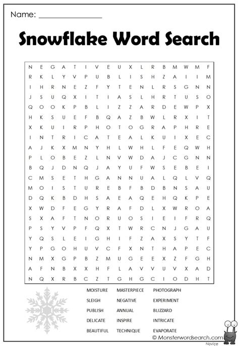 Christmas Word Search Printables Snowflake