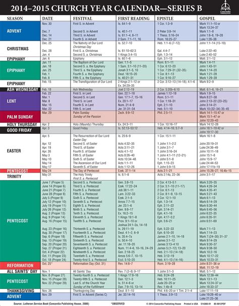 Church Calendar Overview