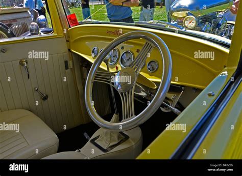 The interior of a classic hot rod