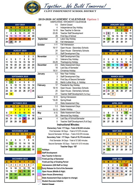 Clint ISD Calendar Methods