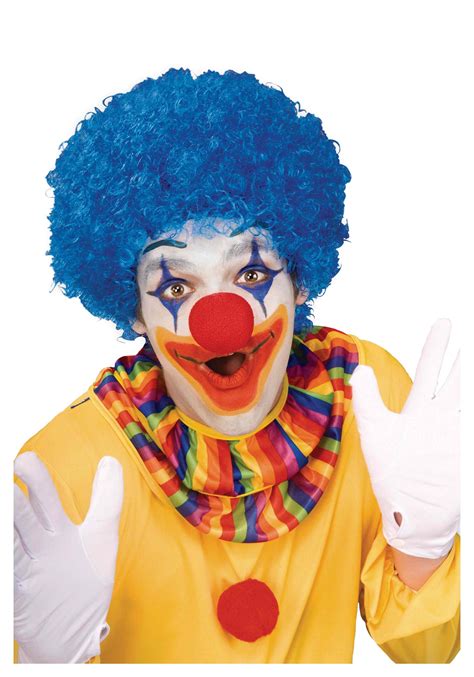 A clown wearing a blue hat