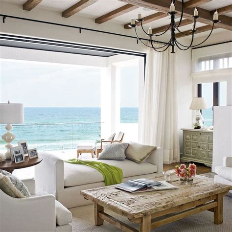 Coastal chic living room with white palette