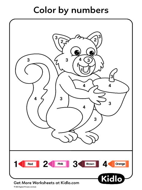 Color by number printables animals