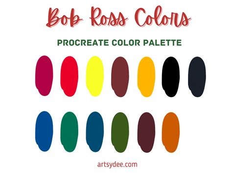 Colors Included in the Bob Ross Essential 5-Color Artist Palette