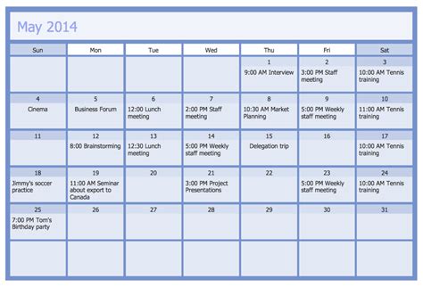 Description of Commerce Calendar Planning