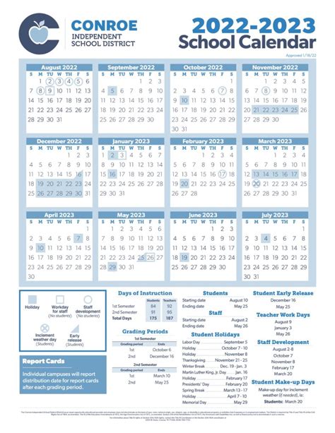 Conroe ISD Calendar