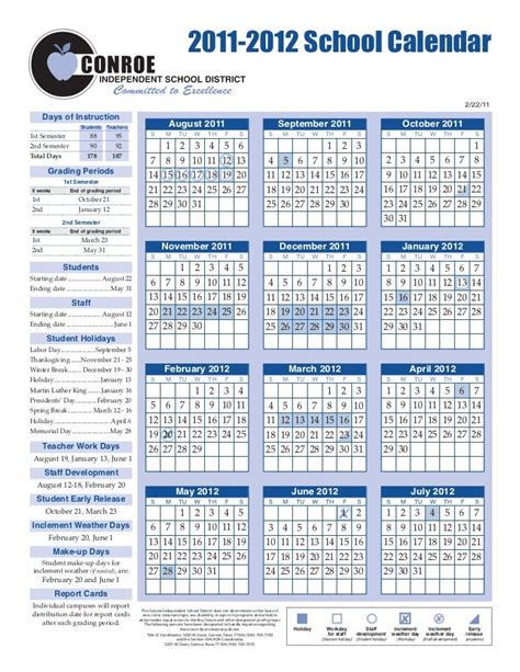 Conroe ISD Calendar Image 1