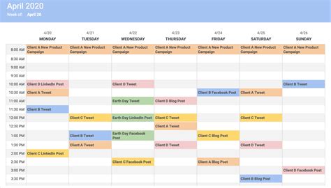 Content Calendar Template