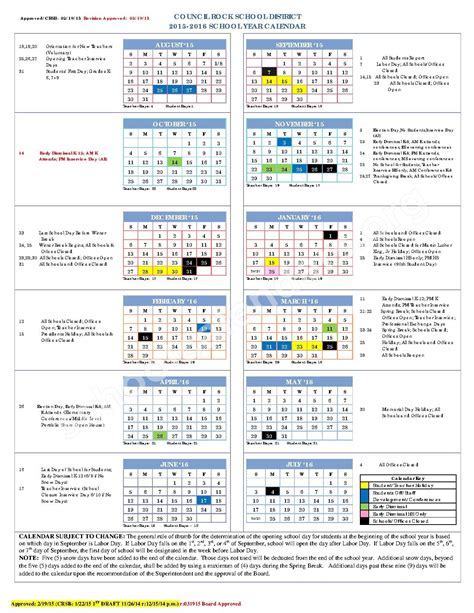 Council Rock Calendar Planning