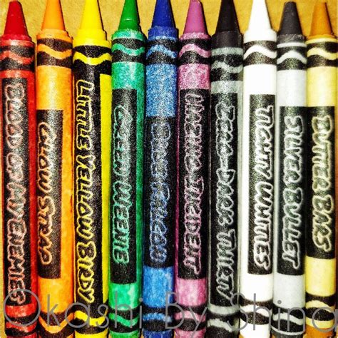 Crayons on a military desk