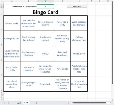 Steps to Create Bingo Cards