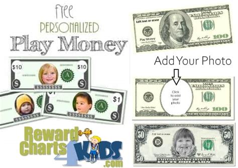 Creating customizable printable play money