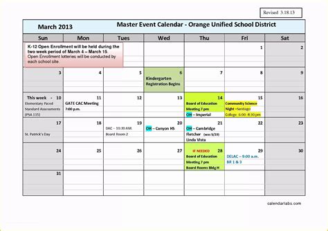 Creating a Master Calendar