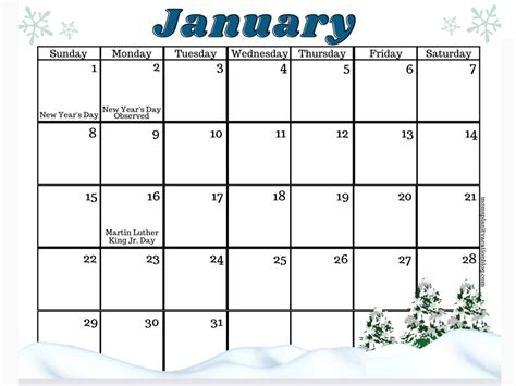 Creating Your Own January Calendar Printable