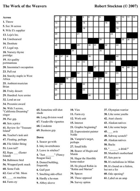 Crossword Printable Examples