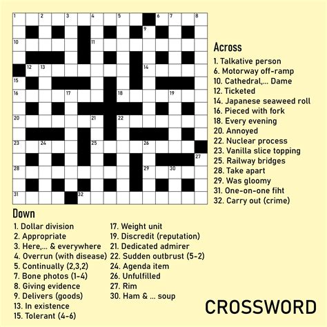 Crossword Puzzle for Adults