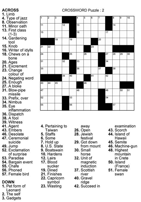 Crossword puzzle printables for adults