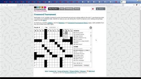 Description of Crossword Puzzle Tournaments