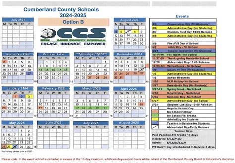 Cumberland County Schools NC Calendar