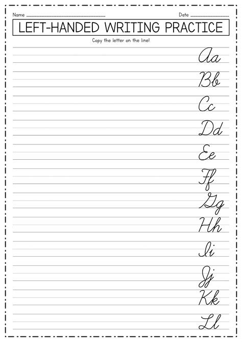 Cursive Alphabet Printable Sheets for Left-Handed