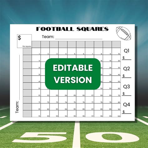 Custom Football Squares Template Design