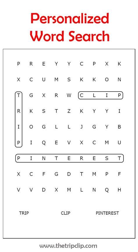 Customizable Word Search Puzzle