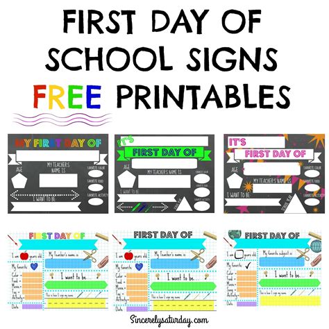 customizable first day of school printables