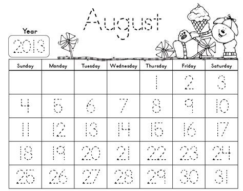 Customizable Tracing Calendars