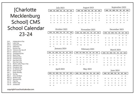 Customizing Charlotte Mecklenburg Calendar