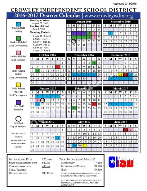 Customizing the Crowley ISD Calendar