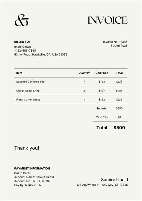 Customizing Your Free Printable Invoice Template