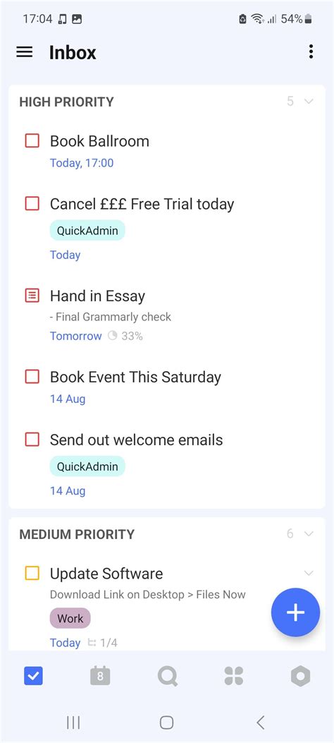 Customizing TickTick inbox