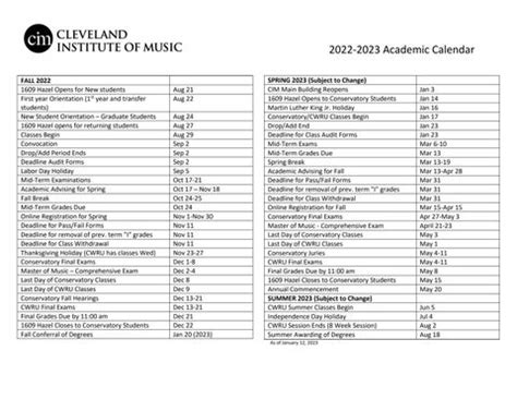 CWRU Academic Calendar Course Planning