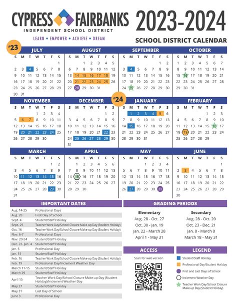 Cy-Fair ISD Calendar Image 1