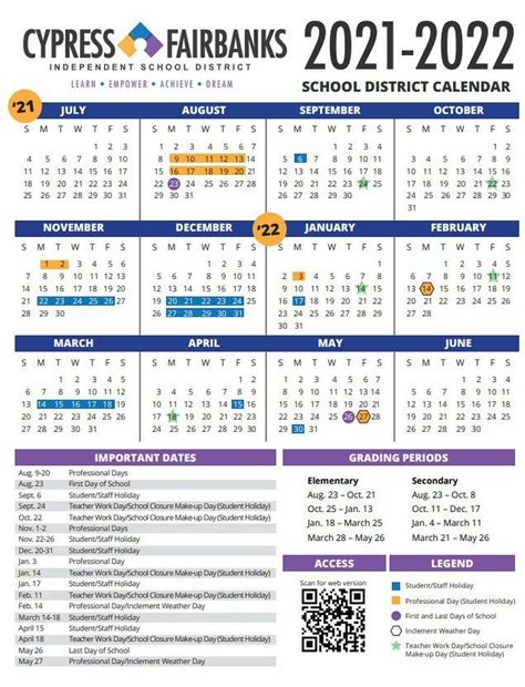 Cy Fair School Calendar PDF