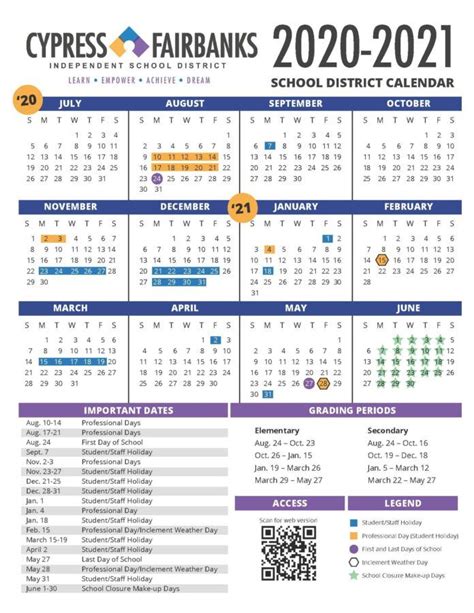 Cypress ISD Calendar Tips