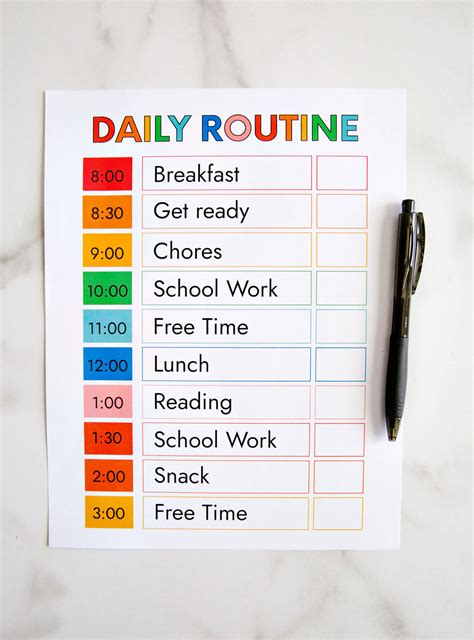 Daily Schedule Example