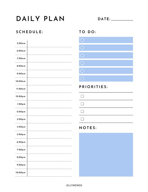 Daily schedule printable example 10