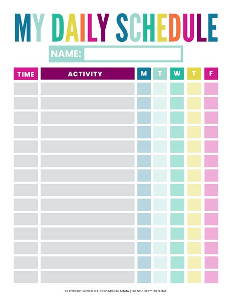 Daily schedule printables benefits